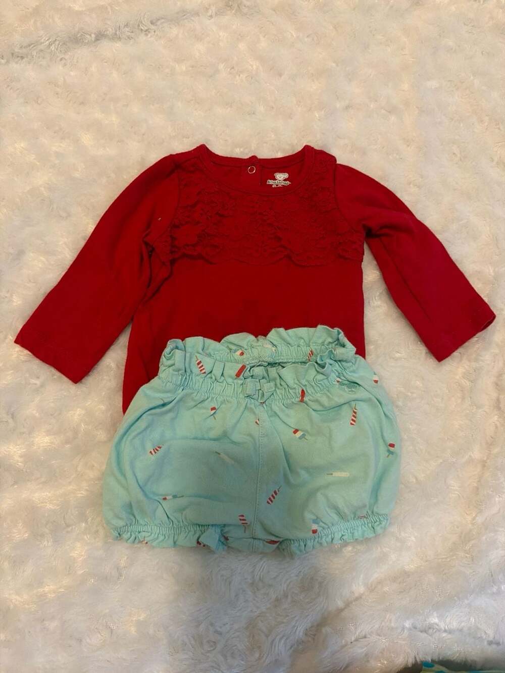 Koala Baby Red Lace Bodysuit 3-6M & Baby Gap Bloomers 6-12M bundle